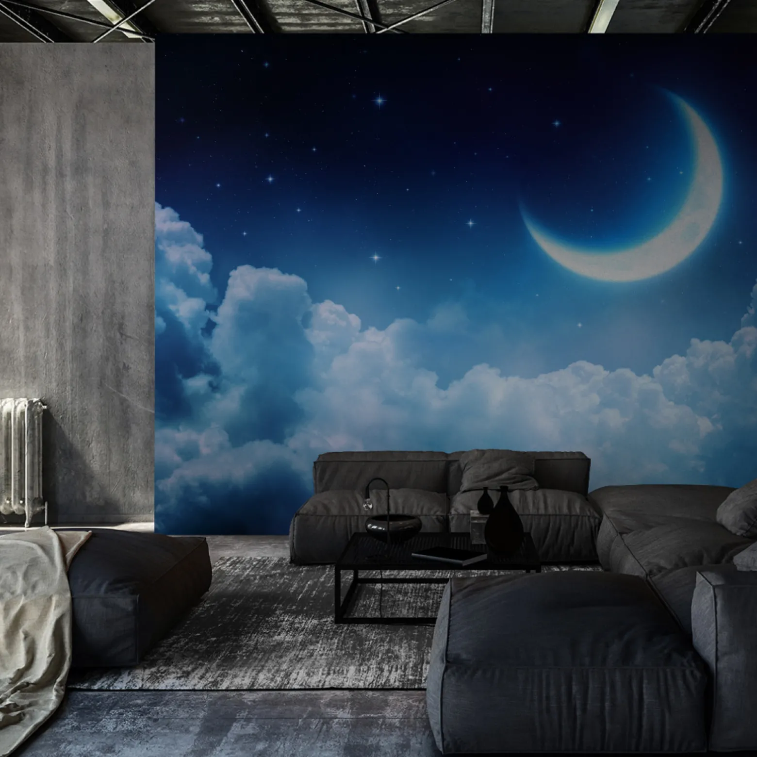 Fototapeta Młodzieżowa KSIĘŻYC Nad Chmurami 3D 90x60cm