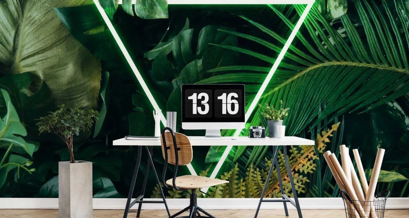 Fototapeta Neonowy TRÓJKĄT Urban Jungle 3D 90x60cm
