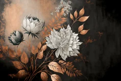Fototapeta Nowoczesny Wzór Białe KWIATY 90x60cm