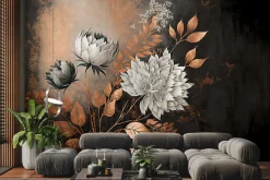 Fototapeta Nowoczesny Wzór Białe KWIATY 90x60cm