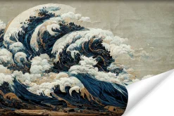 Fototapeta OCEAN Fale Japoński Styl Retro 90x60cm
