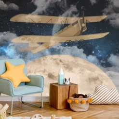 Fototapeta Samolot Na Nocnym Niebie 90x60cm