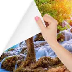 Fototapeta Słońce ZIELEŃ Wodospad Efekt 3D 90x60cm
