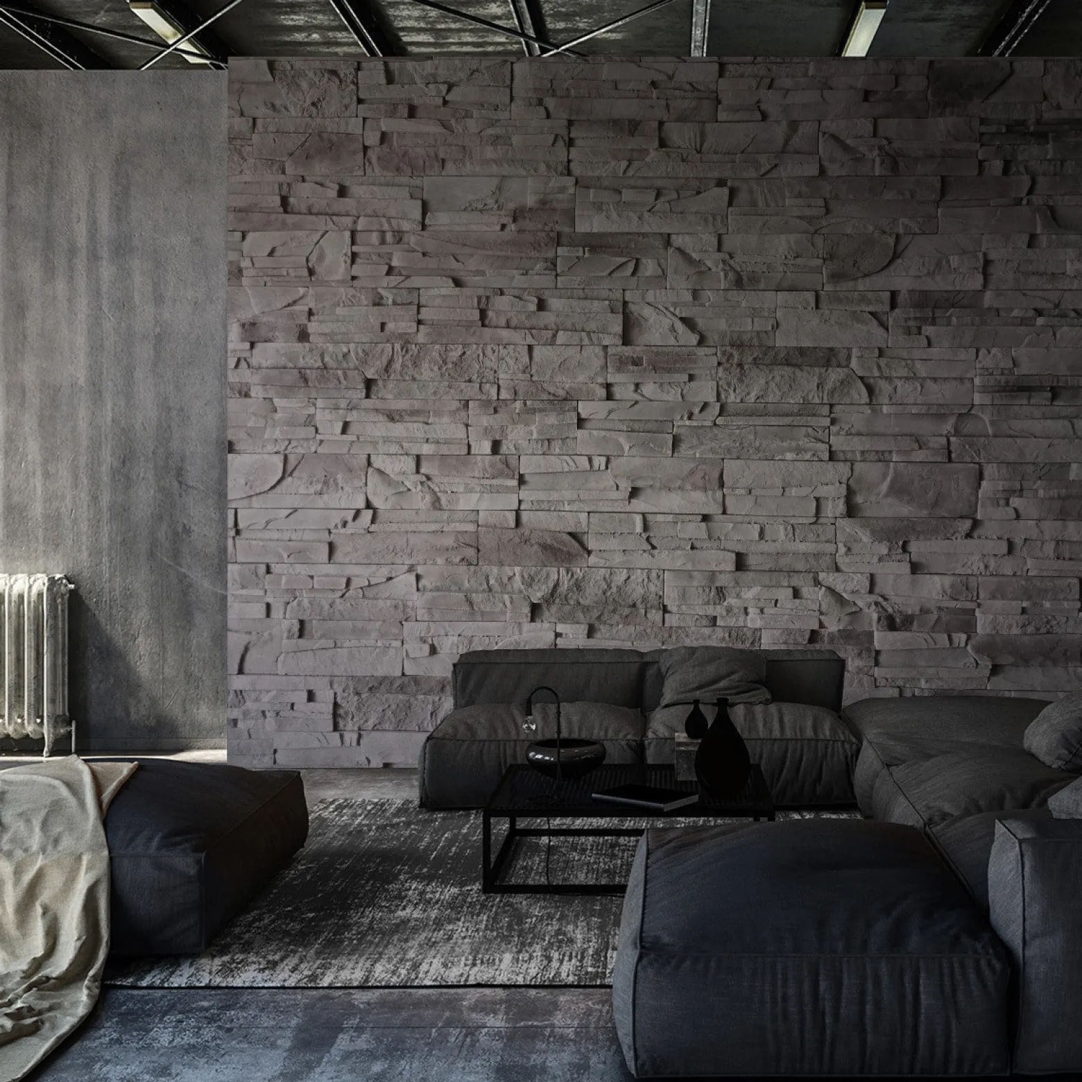 Fototapeta Szara CEGŁA Kamień Łupek 3D 90x60cm
