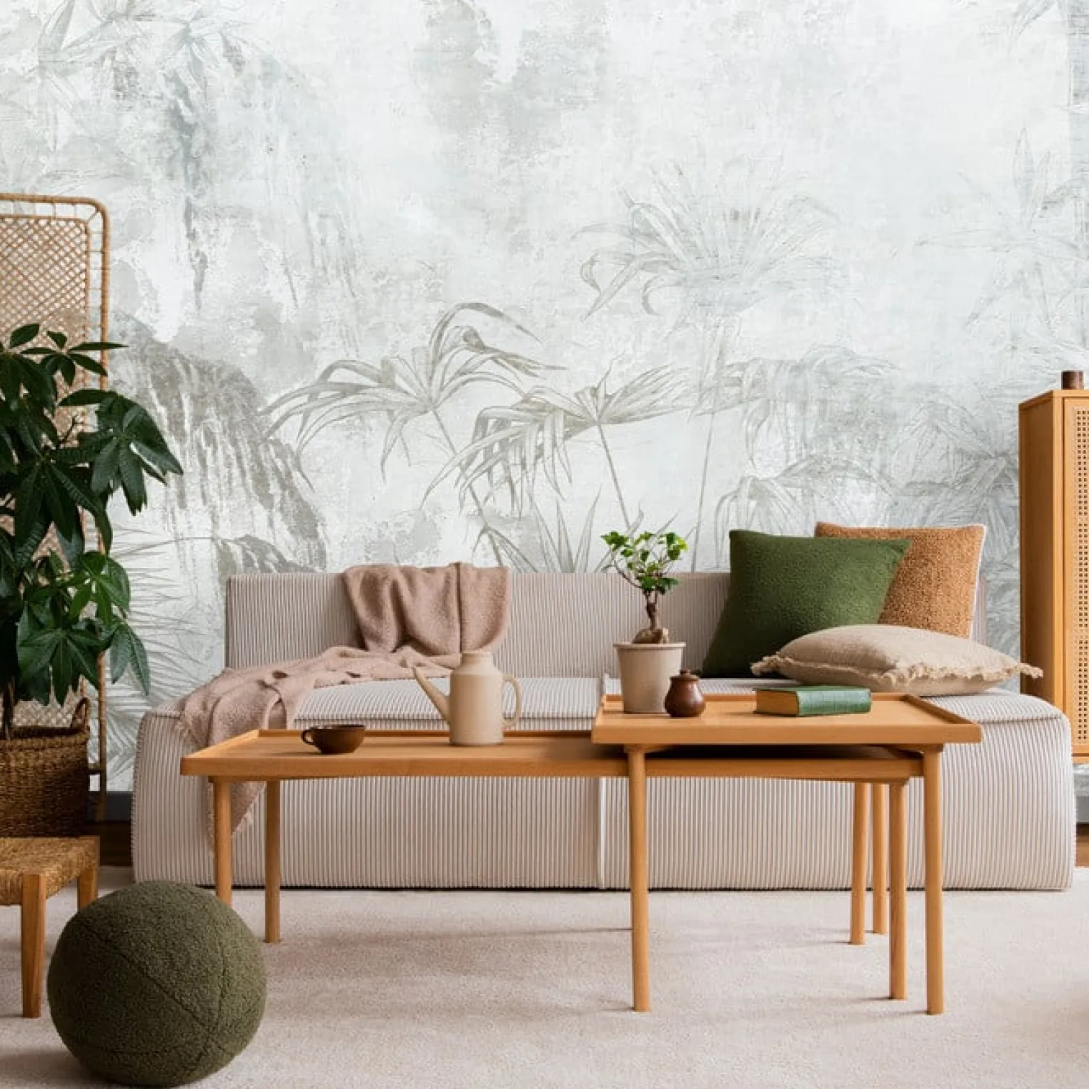 Fototapeta Tropikalne Liście Na Betonowym Tle 90x60cm