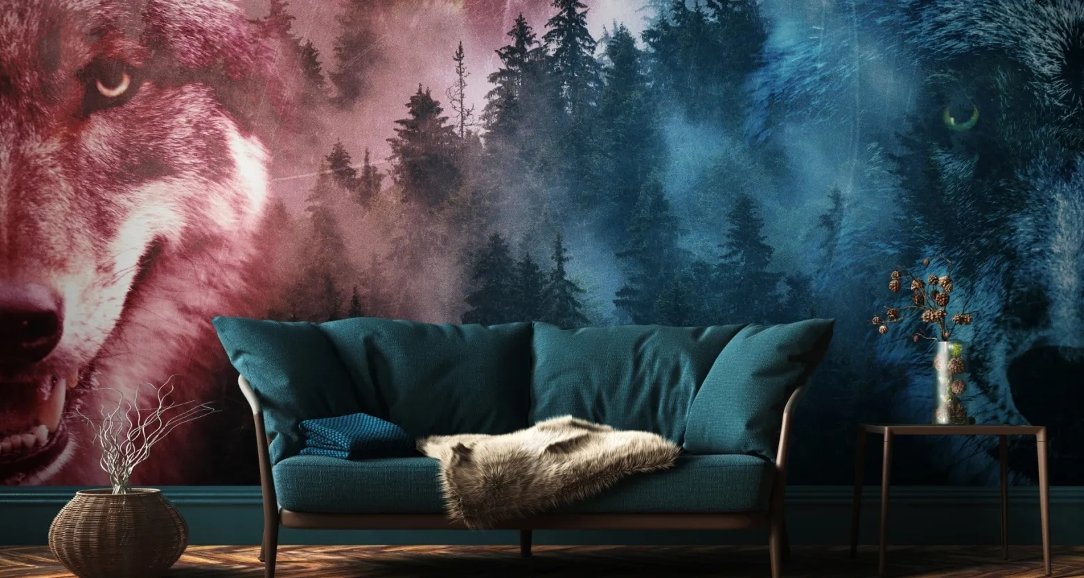 Fototapeta WILKI Niedźwiedzie Las Kolaż 3D 90x60cm
