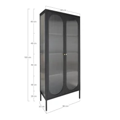 GABLOTA Adelaide 180 cm czarna 2-drzwiowa SZKLANA metalowa