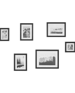 Galeria ścienna ramki z haczykami 6 sztuk czarna