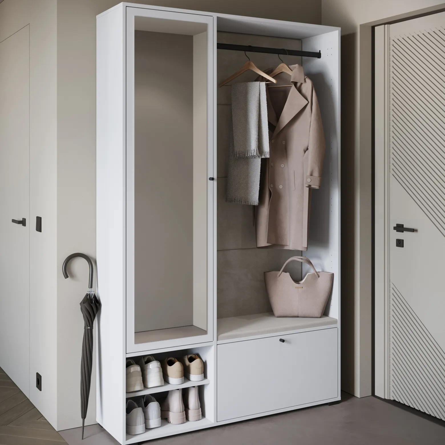 Garderoba 117 cm do przedpokoju z lustrem DORANO biały