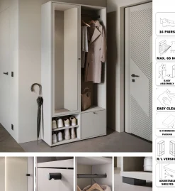 Garderoba 90 cm szafa do przedpokoju z lustrem półkami i drążkiem kaszmir