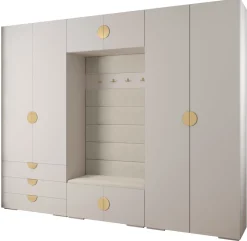 Garderoba do przedpokoju INOVA 4 Z14 biały+złoty+manila02