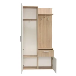 Garderoba Luks z lustrem, wieszakami i półkami 97×195×30 dąb truflowy