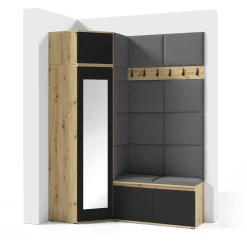 Garderoba szafa Paris Trinity 15 artisan czarny z lustrem