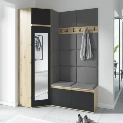 Garderoba szafa Paris Trinity 15 artisan czarny z lustrem