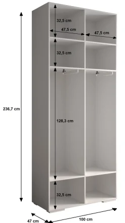 Garderoba wysoka do przedpokoju INOVA 4 Z1 kaszmir+złoty