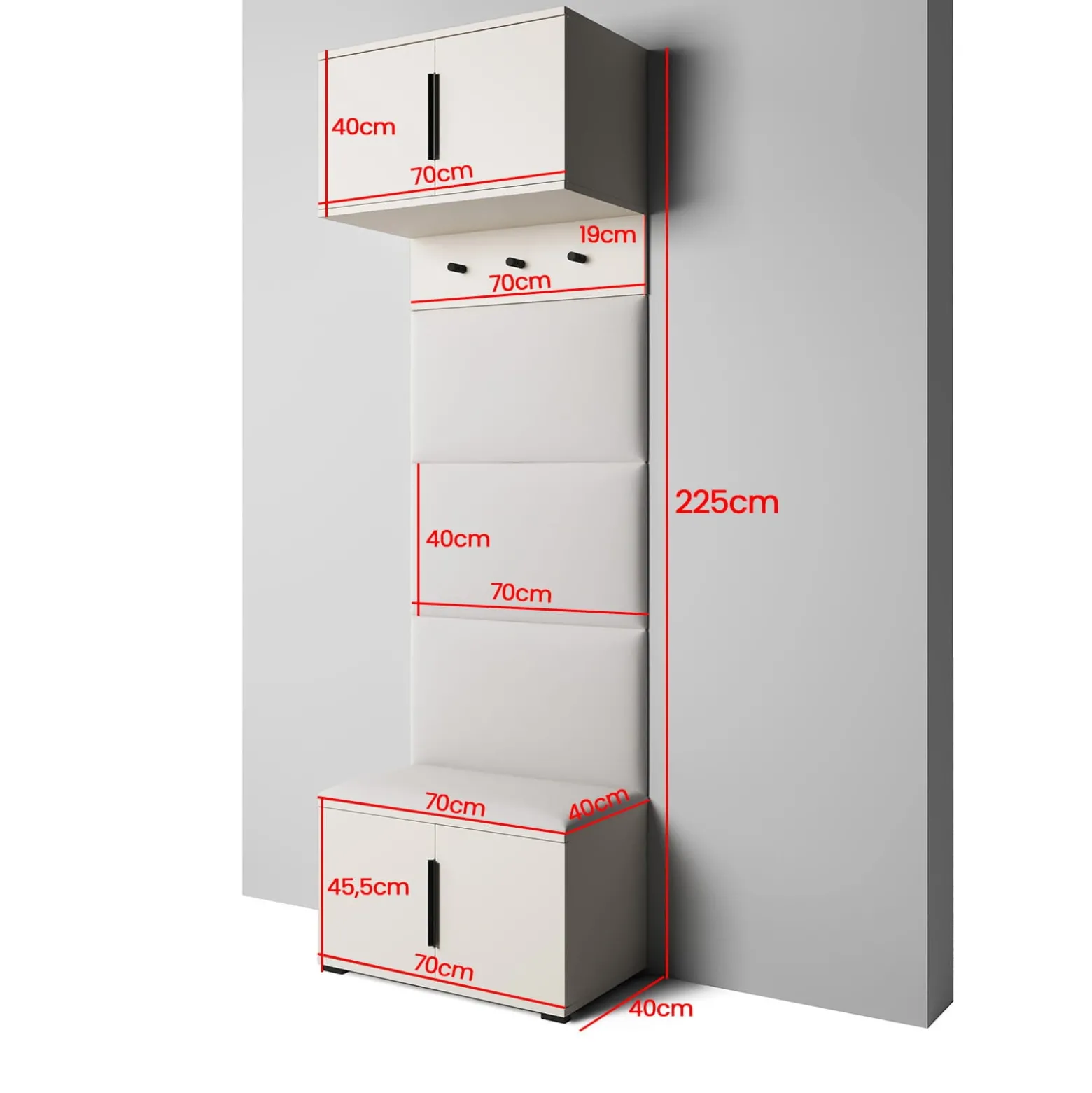 Garderoba z czarnymi uchwytami Napoli wersja 5 Trinity 30 Cashmere