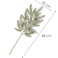 Gałązka świąteczna liść ozdoba do stroika ośnieżona 68 cm