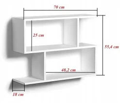Geometryczna półka wisząca, regał, 70x18x55 cm, buk, mat | TYLETEGOTU