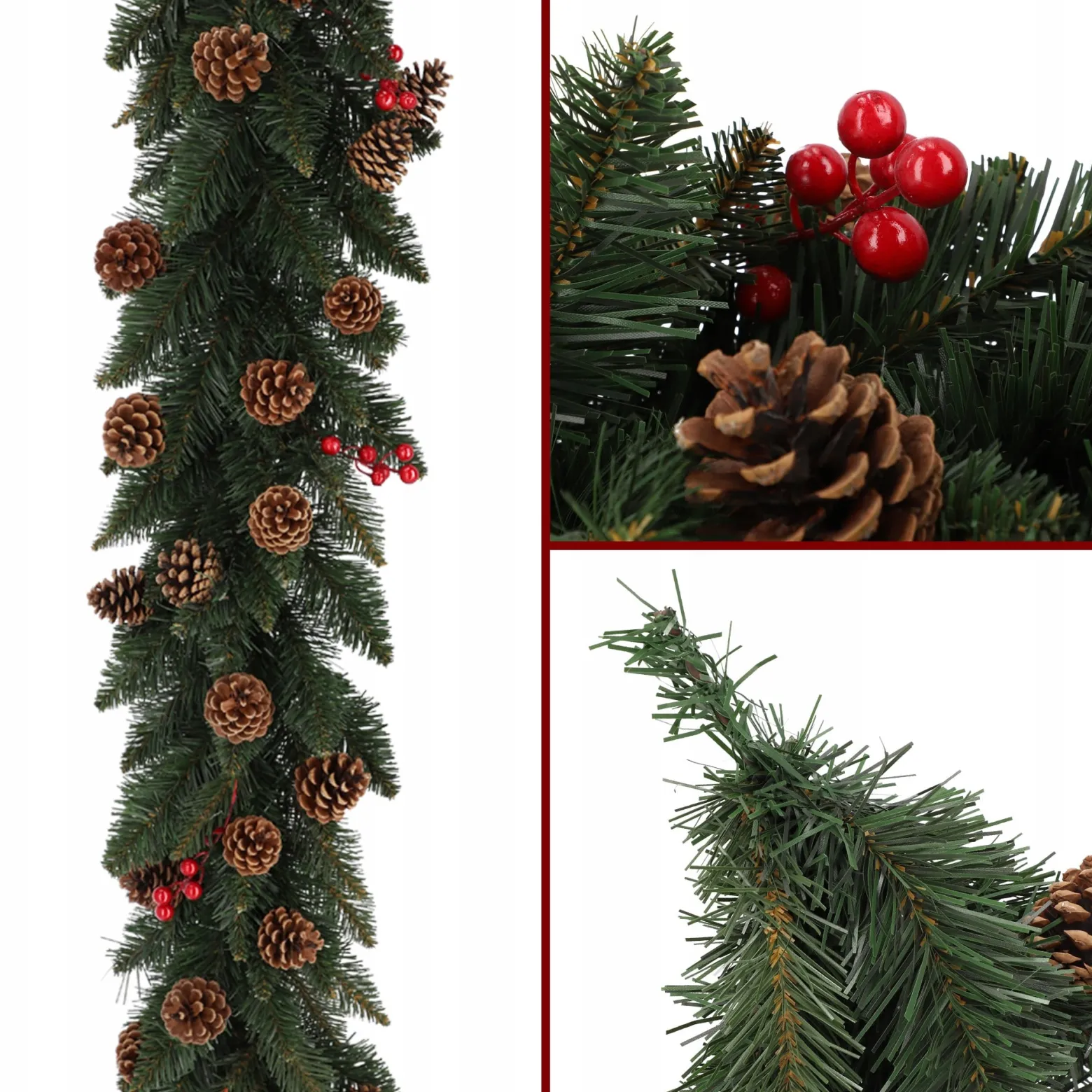 Girlanda Choinkowa Świąteczna 115 cm Gęsta Szyszki