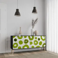 GREEN RHAPSODY Komoda 3 drzwi Czarna-Bukowa skośna