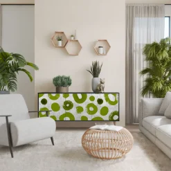 GREEN RHAPSODY Komoda 3 drzwi Czarna-Bukowa skośna