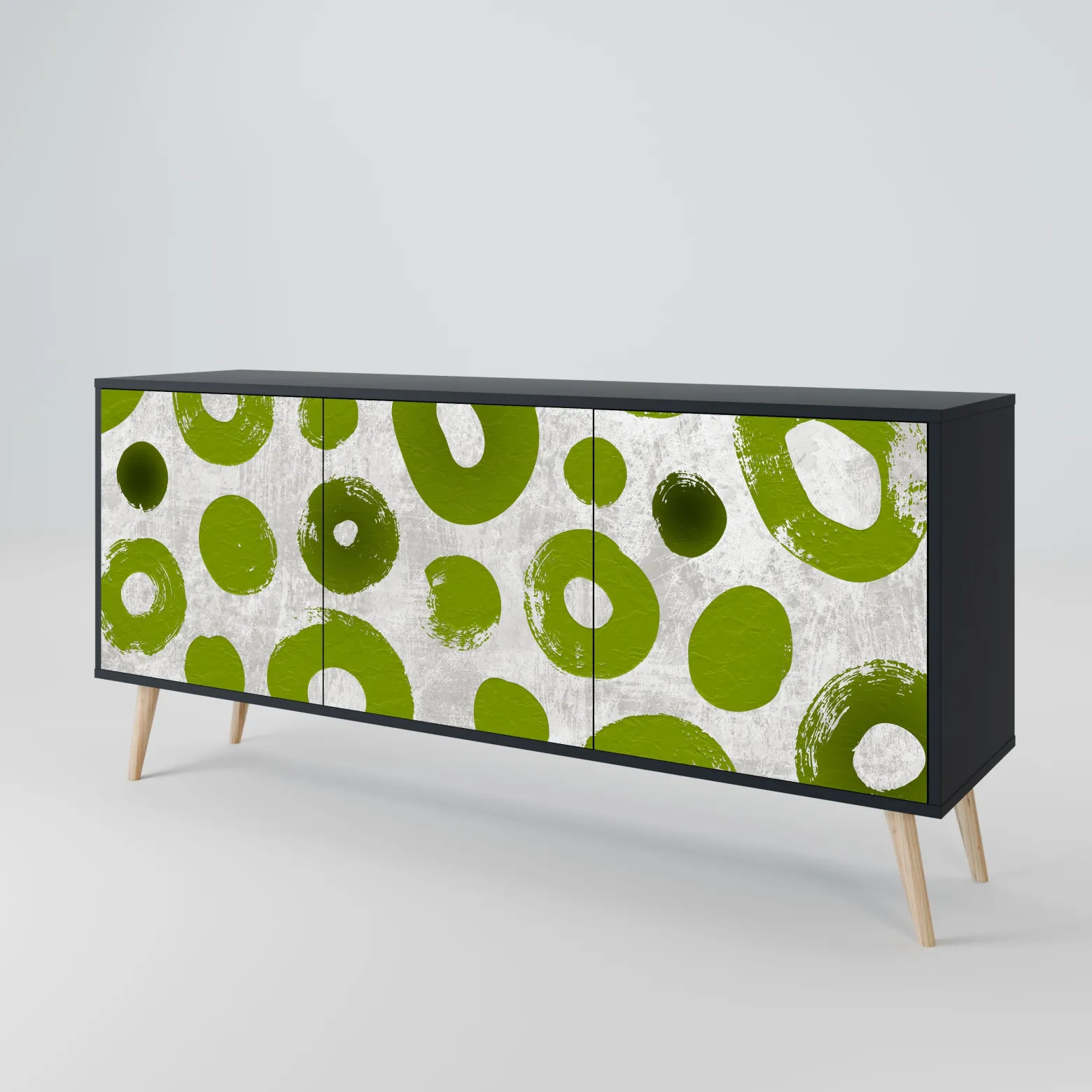 GREEN RHAPSODY Komoda 3 drzwi Czarna-Bukowa skośna