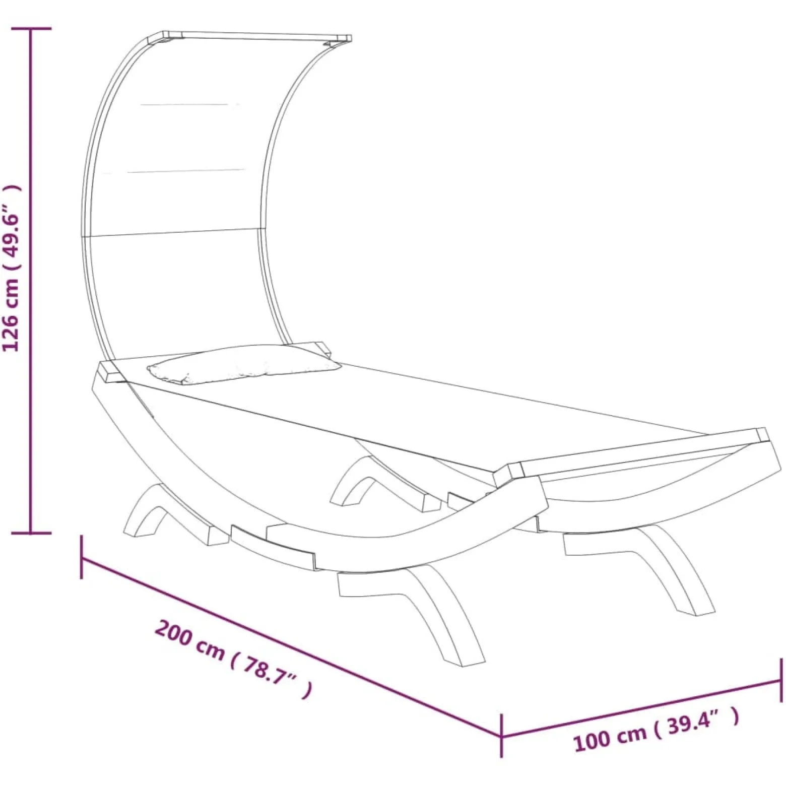Hamak Antracyt 100 x 200 x 126 cm Drewno vidaXL