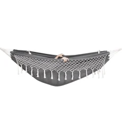 Hamak dwuosobowy bujak ogrodowy 200x150cm szarokremowy