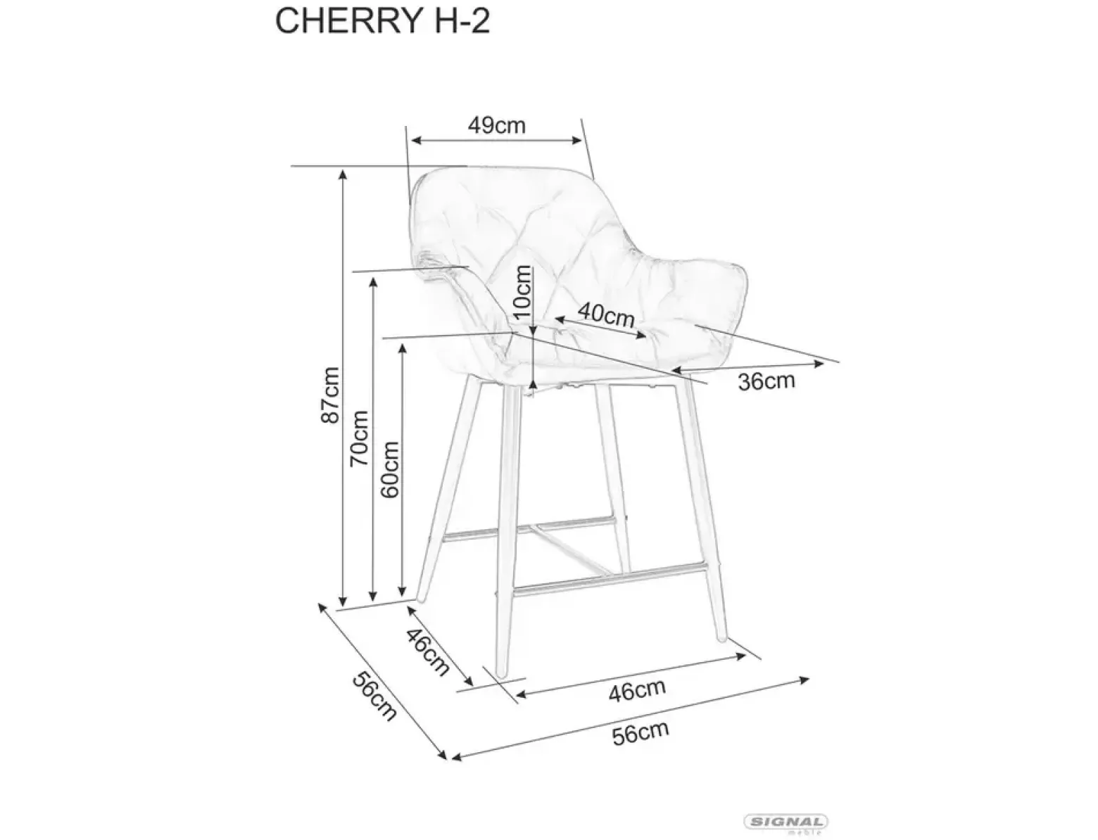 Hoker niski CHERRY H-2 VELVET beżowy