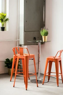 Hoker Paris Back short 66cm metaliczny insp. Tolix