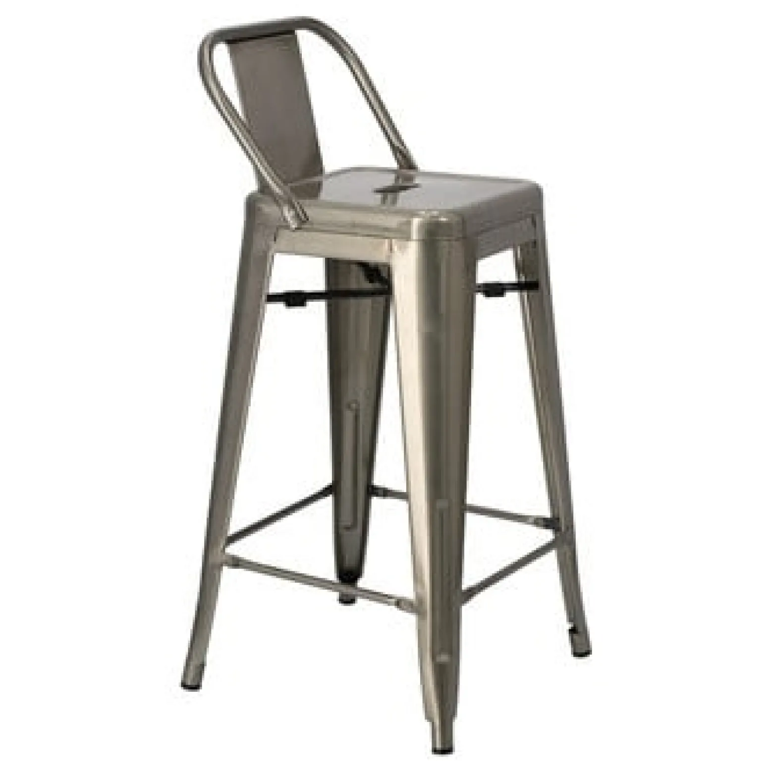 Hoker Paris Back short 66cm metaliczny insp. Tolix
