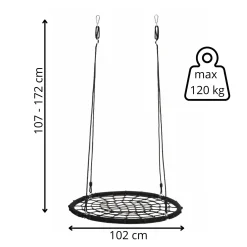 Huśtawka ogrodowa, fotel wiszący do 120 kg bocianie gniazdo czarne
