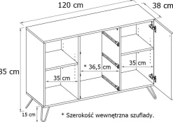 Industrialna komoda na nóżkach dąb craft - Orska