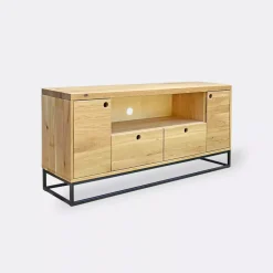 Industrialna szafka RTV loft dębowa do salonu MERIS