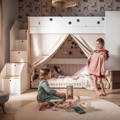Inmondo Funflex Łóżko piętrowe ze schodami CIEMNOSZARE
