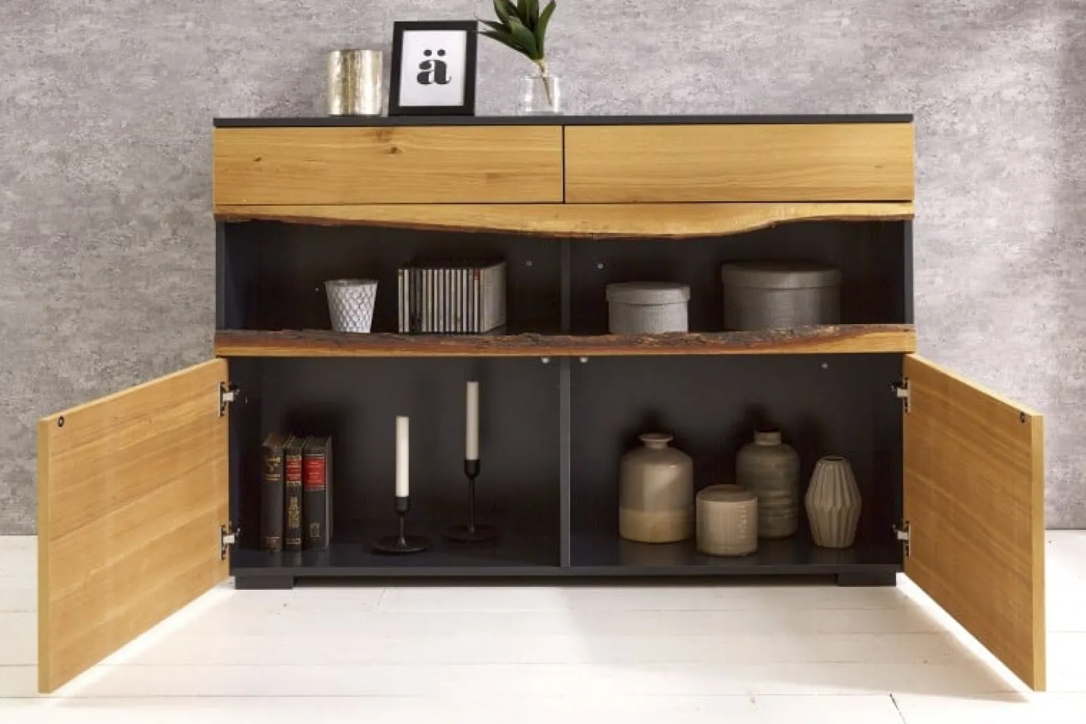 INVICTA komoda WILD OAK 120 cm szary dąb - drewno naturalne