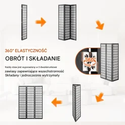 Japoński Parawan Pokojowy 3-panelowa przegroda dekoracyjna do domu i biura