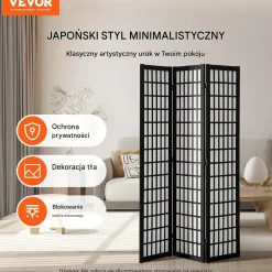 Japoński Parawan Pokojowy 3-panelowa przegroda dekoracyjna do domu i biura