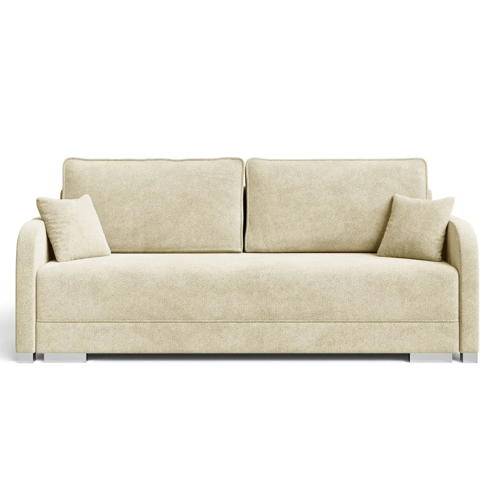 Jasnobeżowa sofa z funkcją spania i pojemnikiem GOJA boucle
