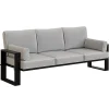 Jasnoszara sofa ogrodowa trzyosobowa czarna noga GARTEN