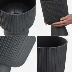 Kadax Doniczka Osłonka Plastikowa Gazon 18cm Szara