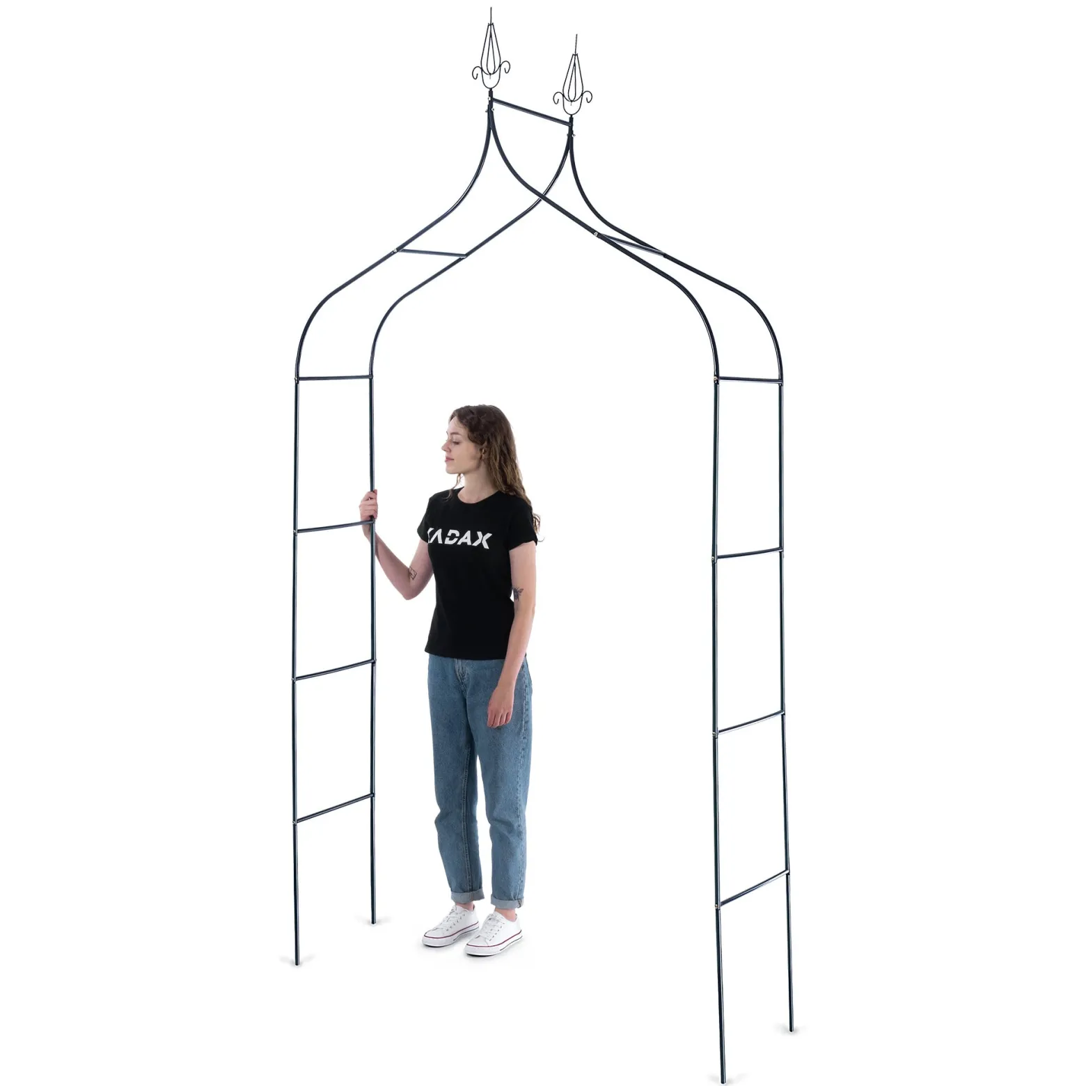 KADAX Pergola Ogrodowa Metalowa 255cm Łuk Kwiaty Na Podpora
