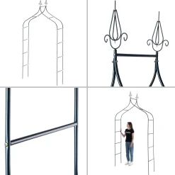 KADAX Pergola Ogrodowa Metalowa 255cm Łuk Kwiaty Na Podpora
