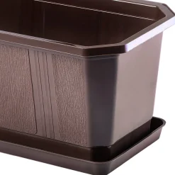 Kadax 4x Skrzynka Balkonowa 40cm Uchwyty Brązowa