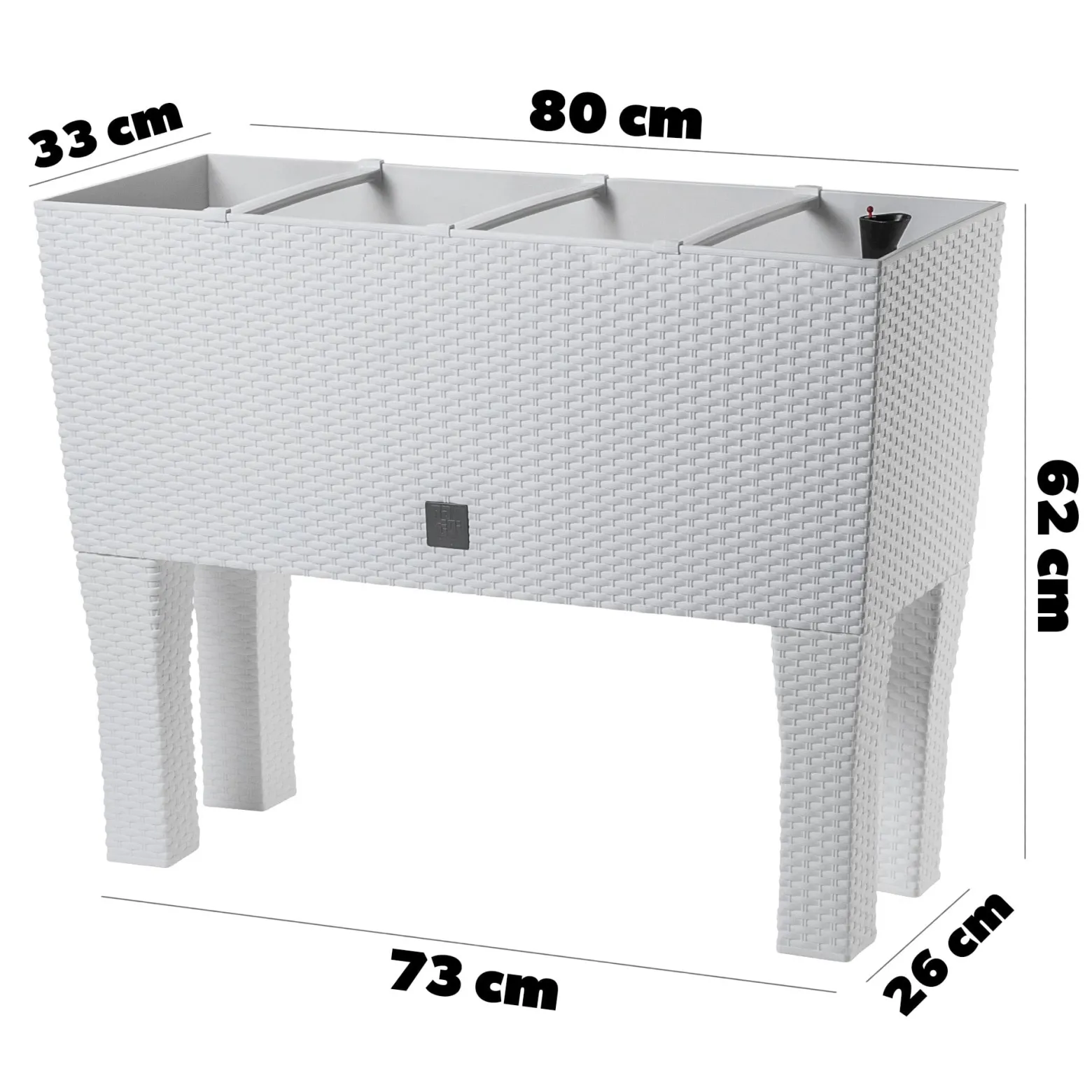 Kadax Donica Skrzynka 80cm Wkład Na Nóżkach Biała