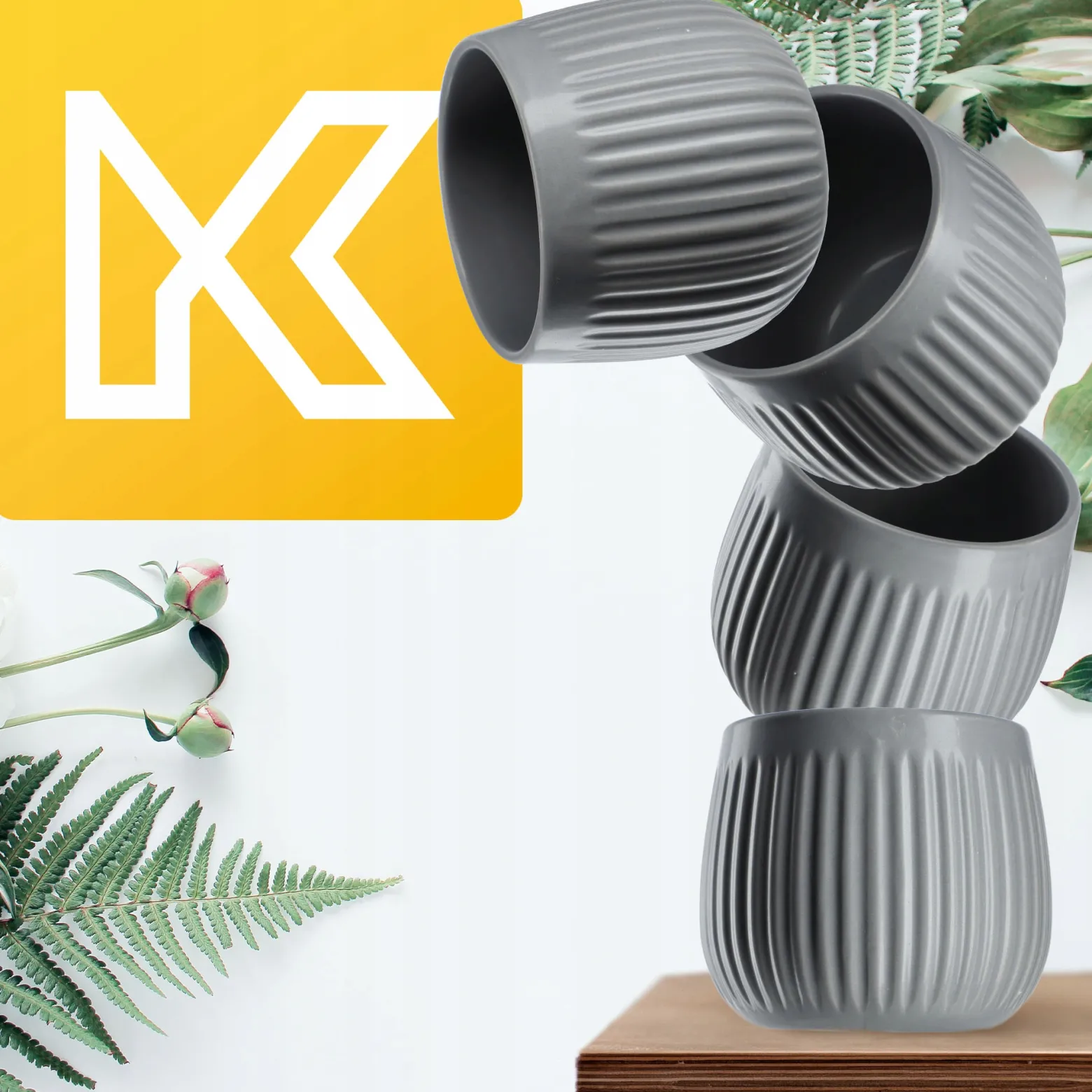 Kadax Doniczka Ceramiczna 14cm Osłonka Szara