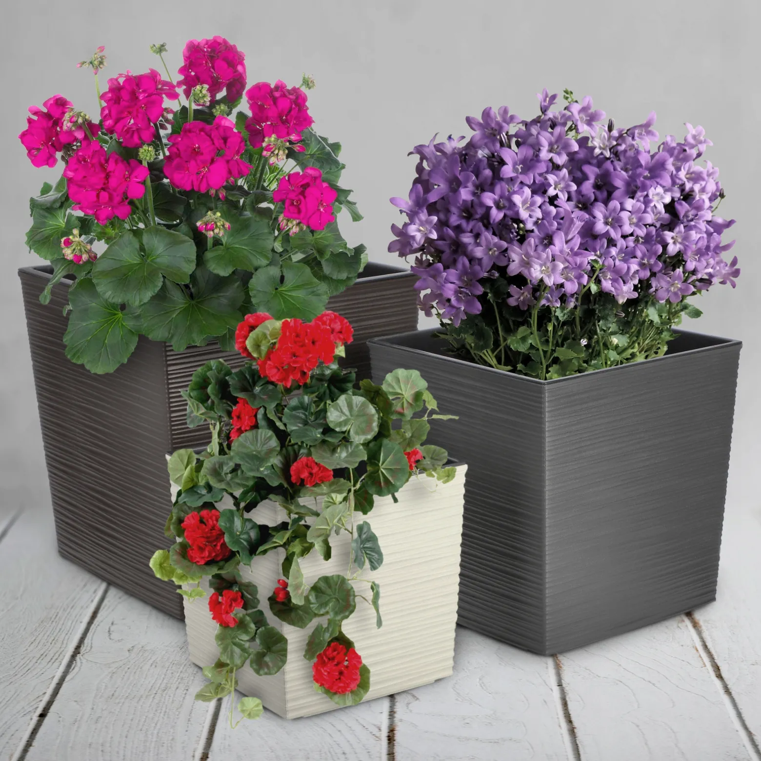 Kadax Doniczka Donica Osłonka z Wkładem Szary 40cm