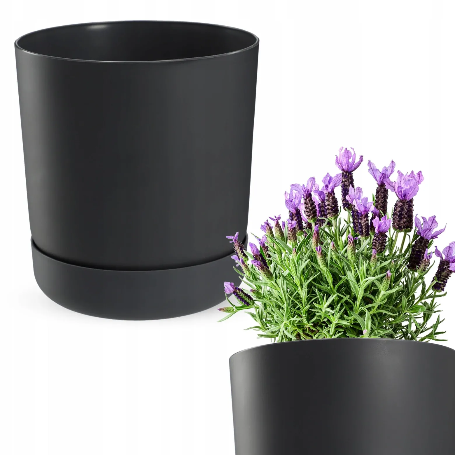 Kadax Doniczka Donica z Podstawką 20cm Antracyt