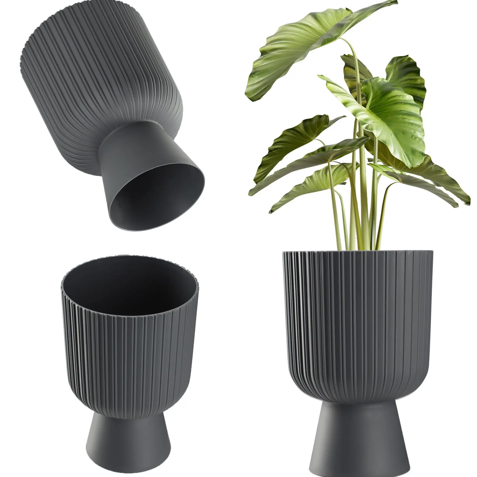 Kadax Doniczka Osłonka Plastikowa Gazon 18cm Szara