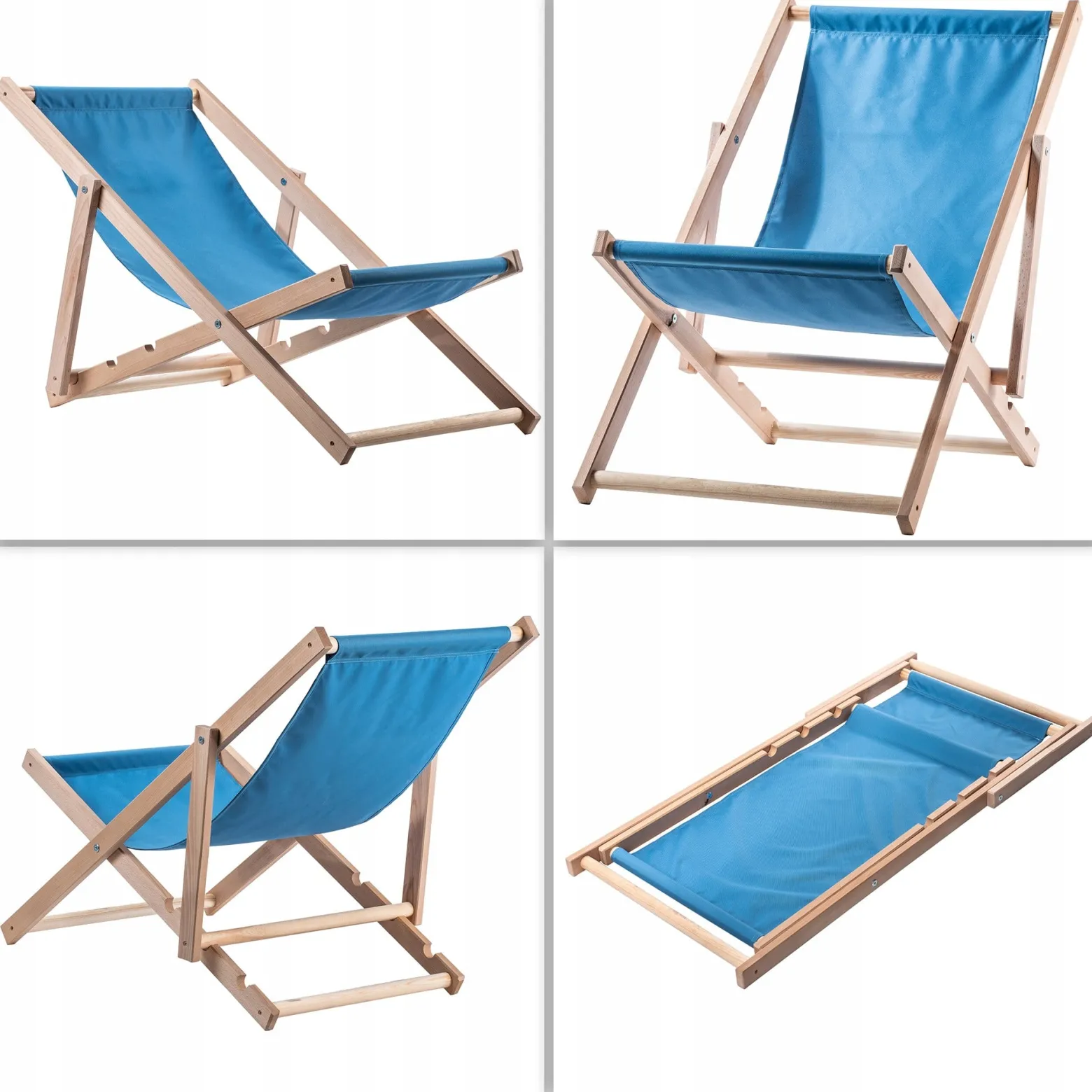 Kadax Leżak Ogrodowy Plażowy Drewniany Leżaki 2szt